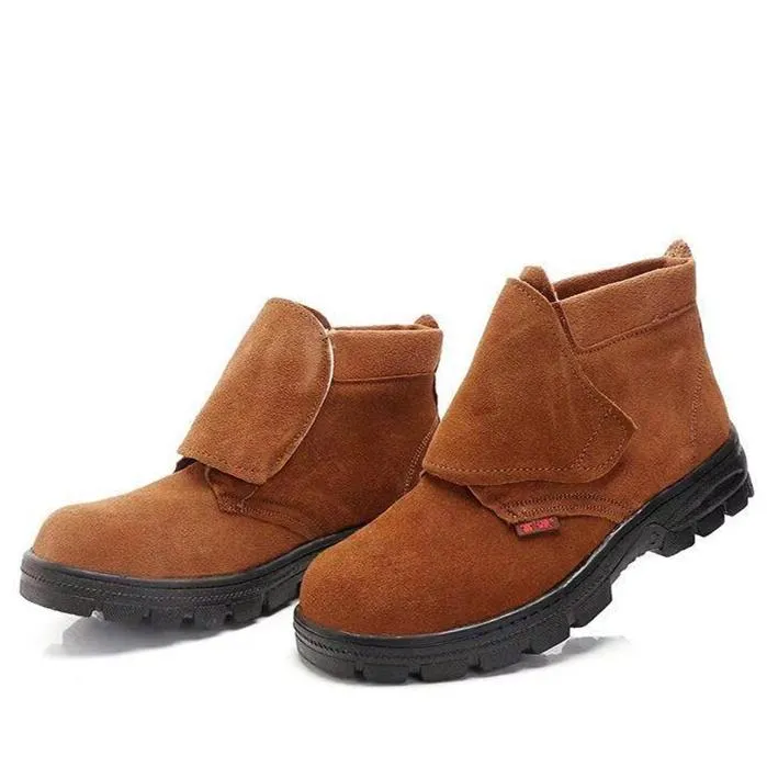 Thick plush lined lace-up work combat boots for men | Chunky low heel anti-skid shoes