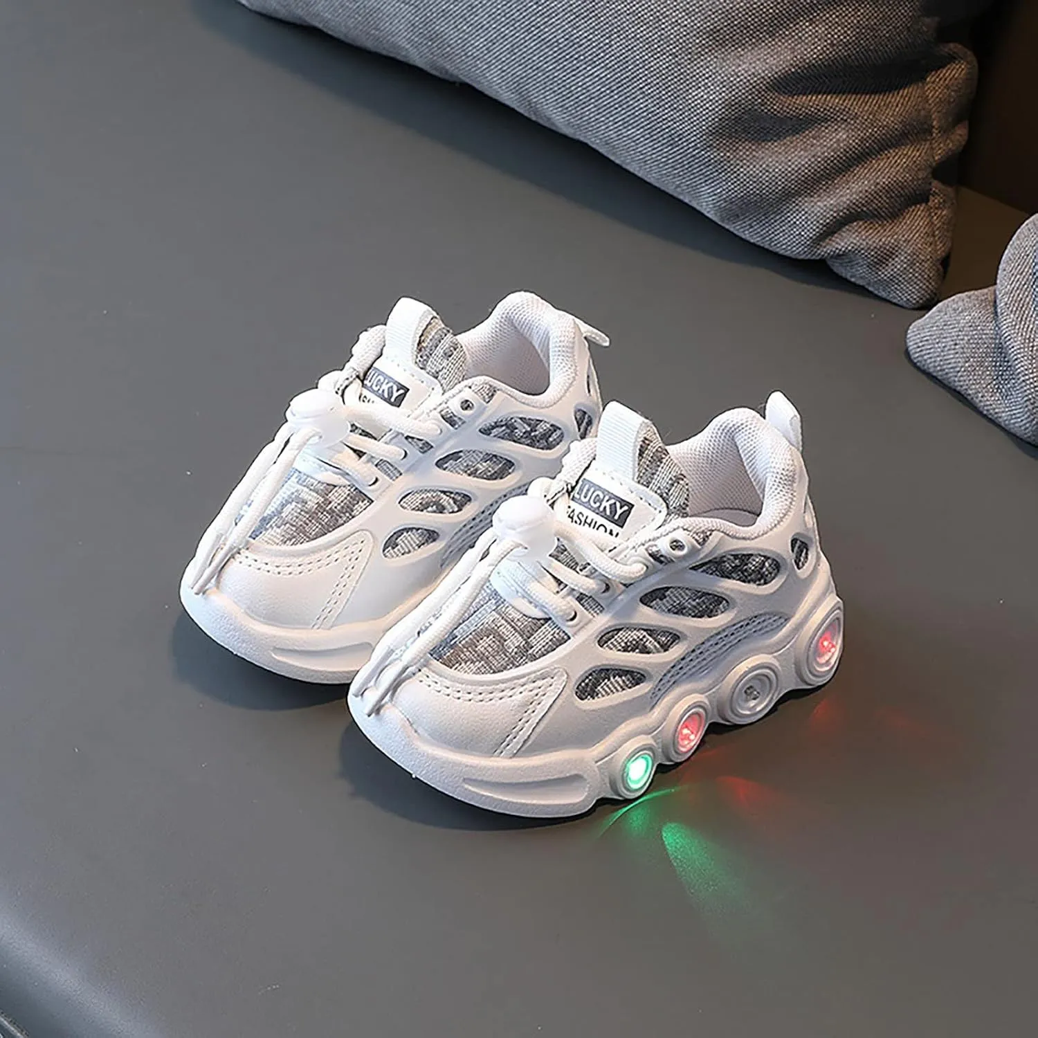 Toddler LED Light Up Shoes Boys Adjustable Strap Lightweight Flashing Tennis Sneakers Toddler Sport Running Shoes