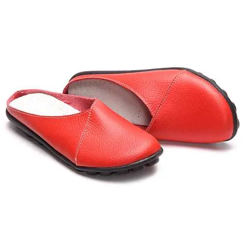 US Size 5-12 Pure Color Soft Sole Casual Round Toe Slip On Flat Shoes