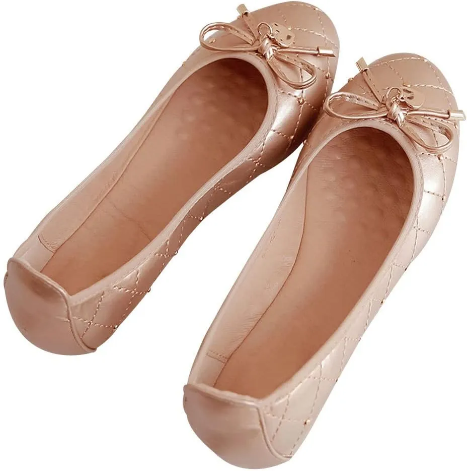 WENJIAZHIZHI Heart Buckle Plaid Ballet Flats Bow Party Dress Shoes for Women Dressy Comfortable Slip-On Loafers