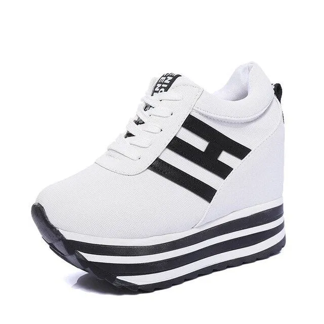 Women Shoes 2019 White Platform Shoes Woman Sneakers Women Casual Shoes Comfortable Lace-up High Ladies Shoes Chaussure Femme