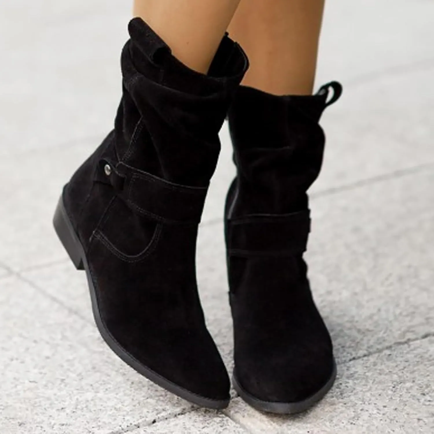 Womens Boots Insulated Warm Flock Thick Heel Boots for Women Side Zipper Durable Soft Winter Boots for Women