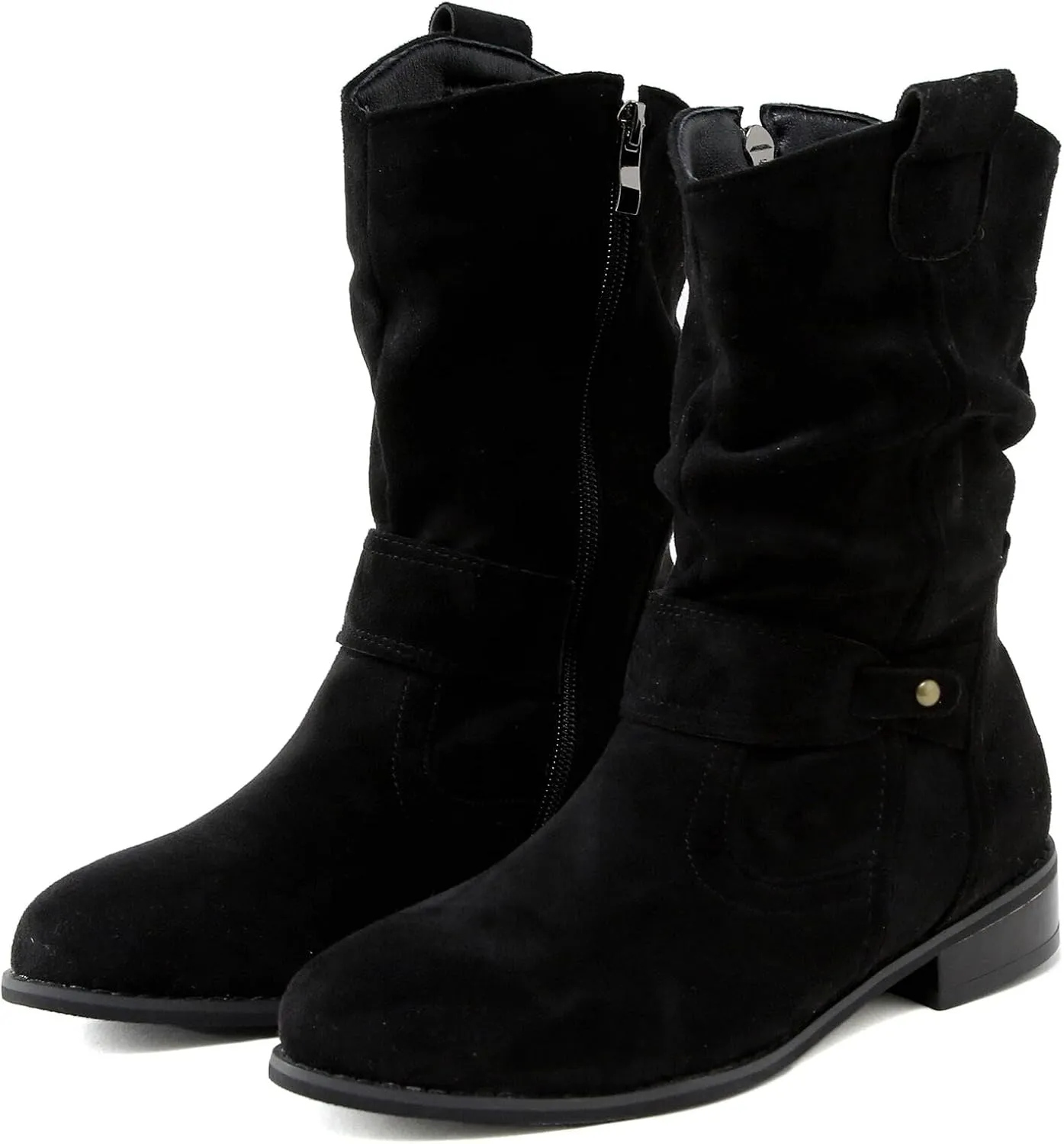 Womens Boots Insulated Warm Flock Thick Heel Boots for Women Side Zipper Durable Soft Winter Boots for Women