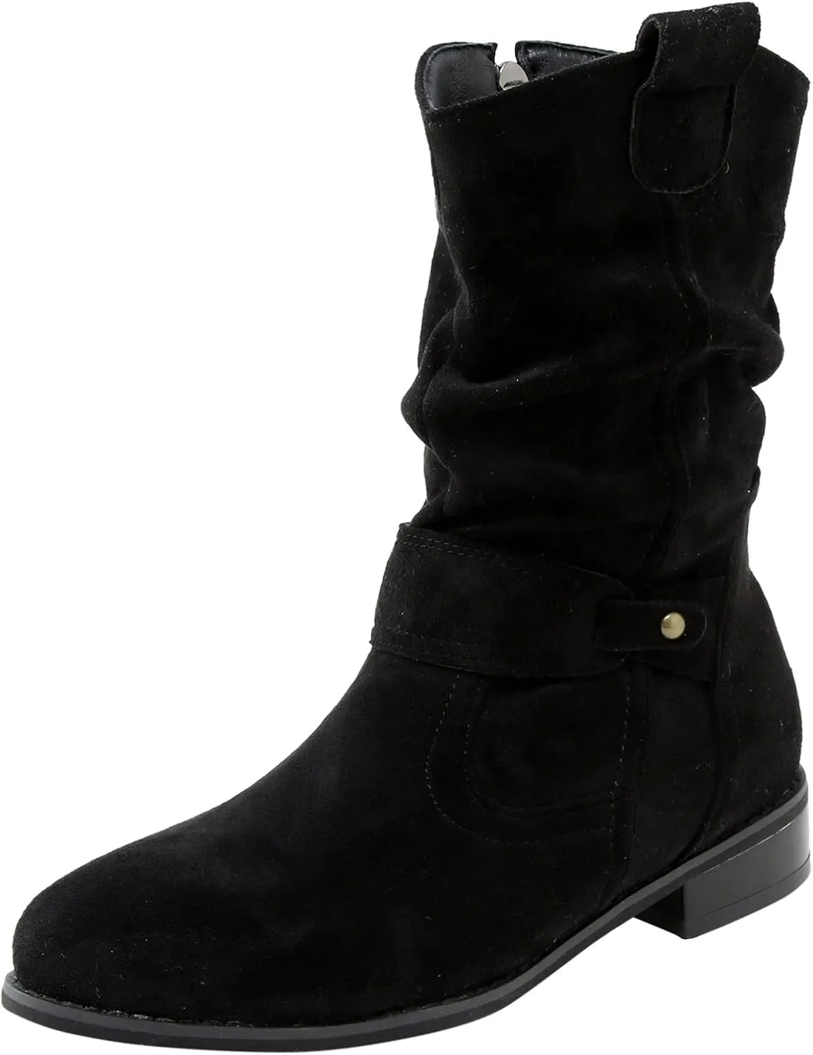 Womens Boots Insulated Warm Flock Thick Heel Boots for Women Side Zipper Durable Soft Winter Boots for Women