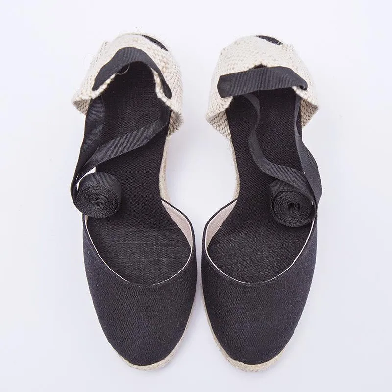 Women's closed toe lace-up espadrille wedge sandals