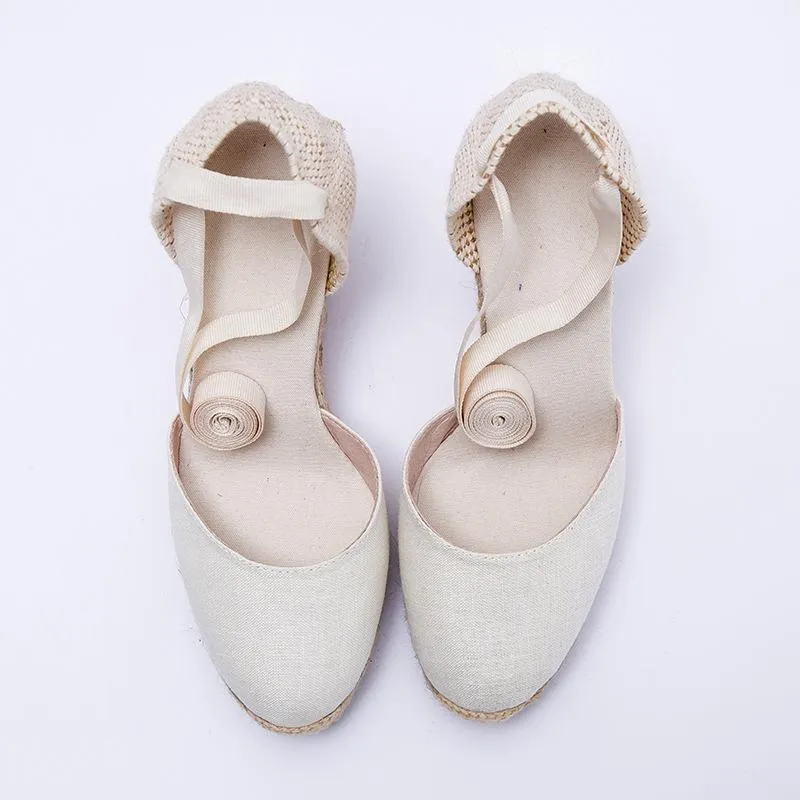 Women's closed toe lace-up espadrille wedge sandals