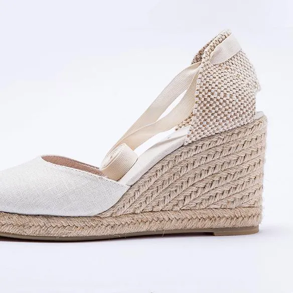 Women's closed toe lace-up espadrille wedge sandals