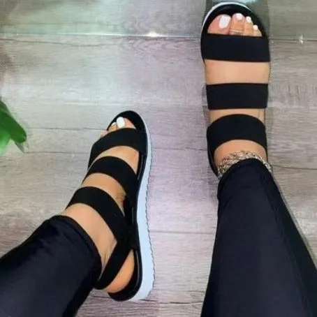 Women's fashion bight color sandals flat comfortable walking sandals