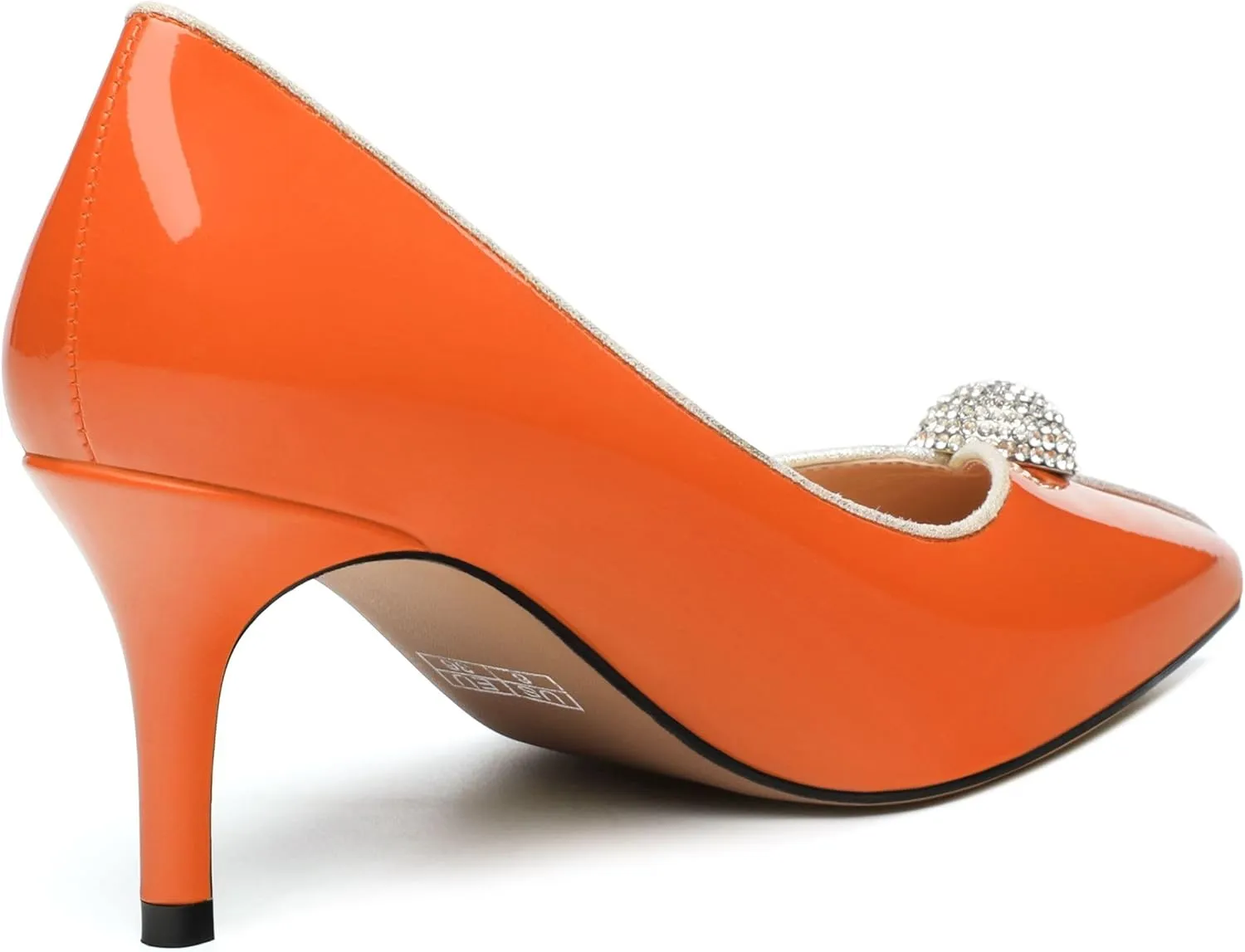 Women's Pointed Toe Heels for Women Stiletto Kitten Heel Slip-on Patent Pumps Elegant Dress Party Wedding Rhinestones Shoes 2.5 inch