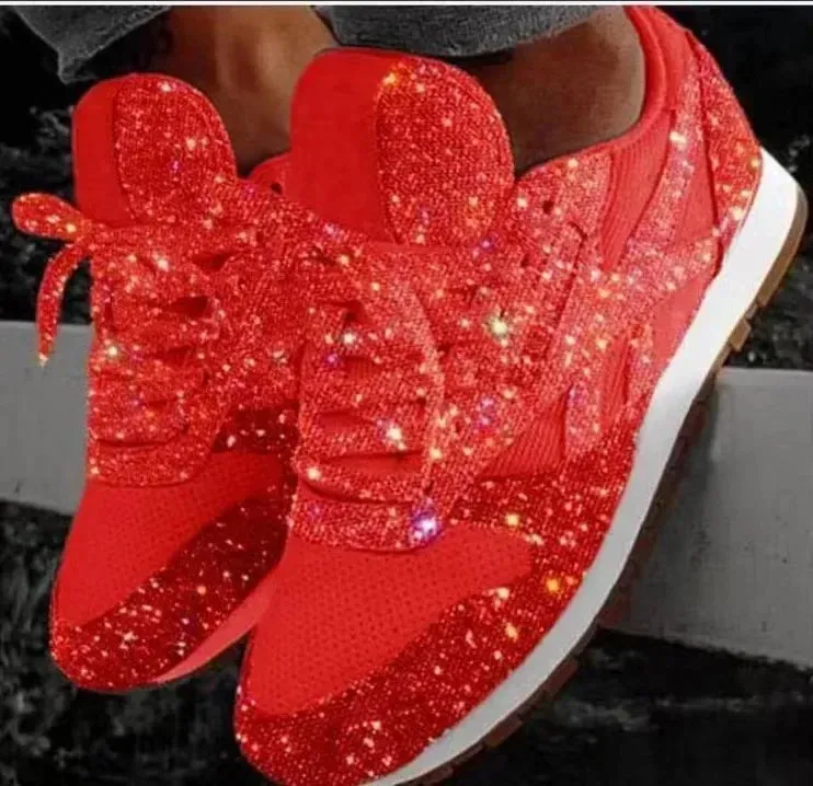 Women's Running Platform Sneakers - Thick Bottom, Casual Vulcanized Shoes, Orange, Sizes up to 43