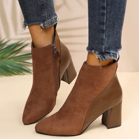 Women's side zip chunky block heel booties | Fall winter ankle boots