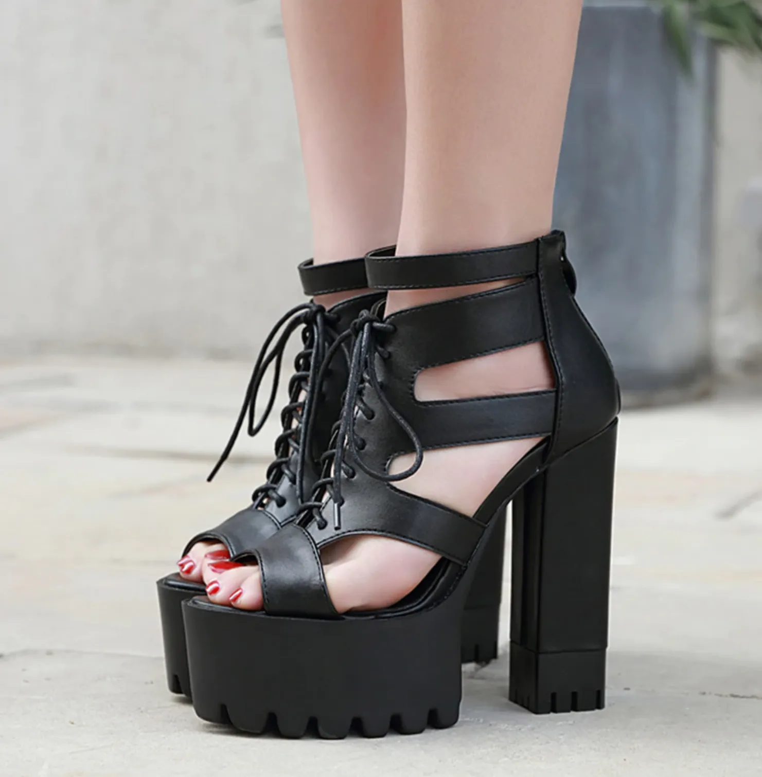 Women's Summer Soft Leather High Heels Sandals