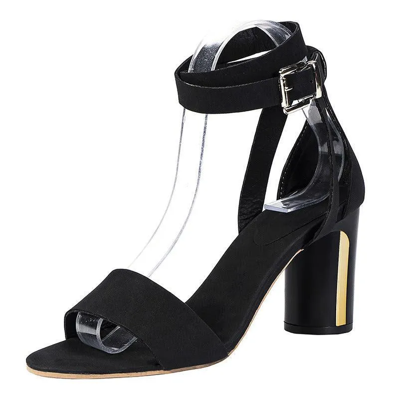 Women’s Thick Heel Square Toe Sandals – Ankle Strap
