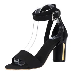 Women’s Thick Heel Square Toe Sandals – Ankle Strap