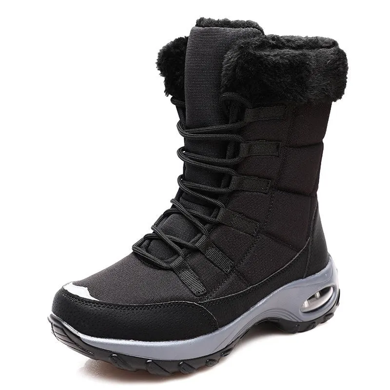 Women's warm plush lining mid calf outdoors snow boots