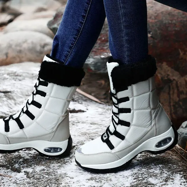 Women's warm plush lining mid calf outdoors snow boots
