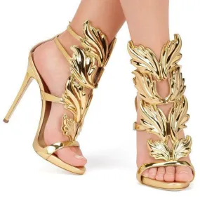 Women's wings decor sexy stiletto high heel peep toe sandals